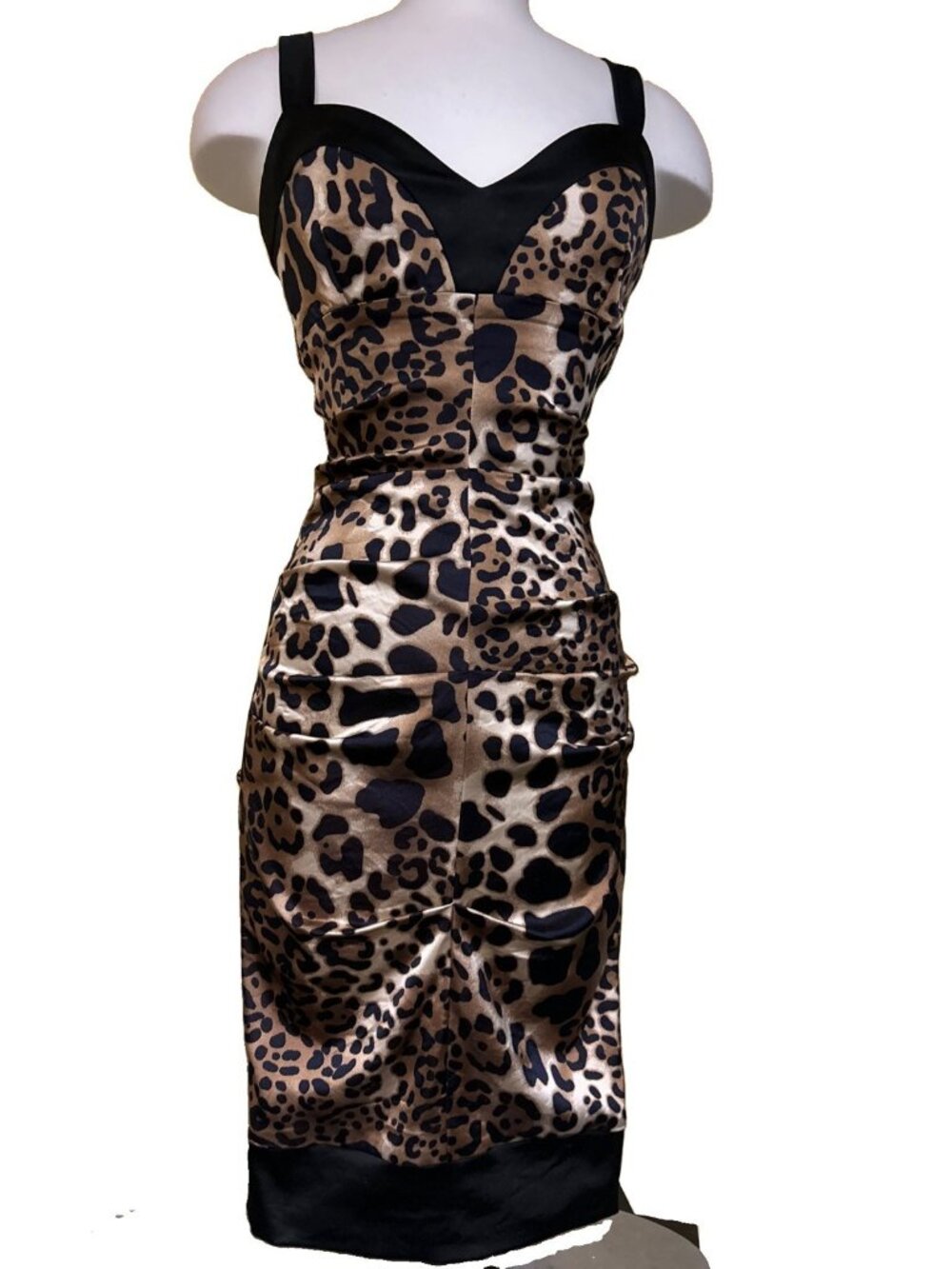 Vintage Cache Dress Leopard Print Pencil Wiggle 2 XS Pin-up Sexy Mob Wife
